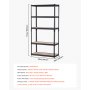 VEVOR Scaffale Portaoggetti,Scaffale Portaoggetti a 5 Livelli, Ripiani in Metallo Regolabili, Scafandro per Cucina, Magazzino, Seminterrato, Scaffalatura Nero 907 kg, 406 x 914 x 1813 mm