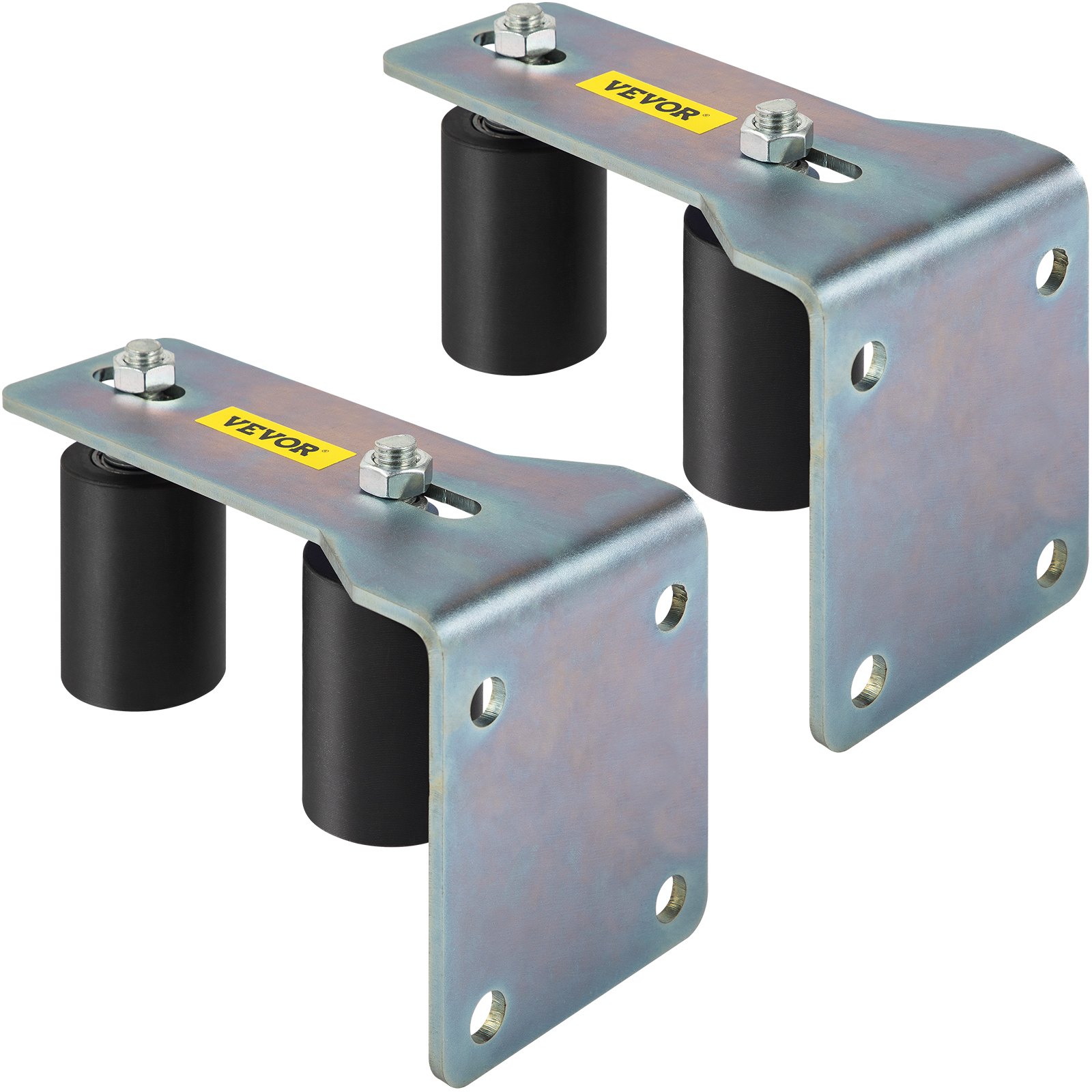 VEVOR Guida a Rulli per Cancelli 3" Scorrevole in Nylon Nero Verniciato in Zinco con Staffa a L e Bulloni Regolabili Gruppo di Supporto Confezione da 2