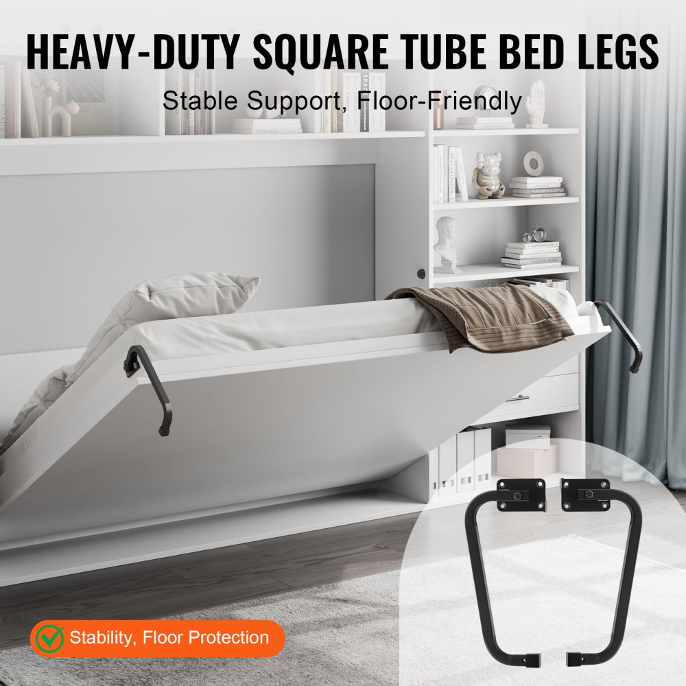 VEVOR Kit Letto a Scomparsa, Misura Completa, Kit di Ferramenta Meccanica Letto a Muro Deluxe Fai da Te, Supporto Telaio Letto per Impieghi Gravosi con Leva Pneumatica, Letto a Muro Pieghevole