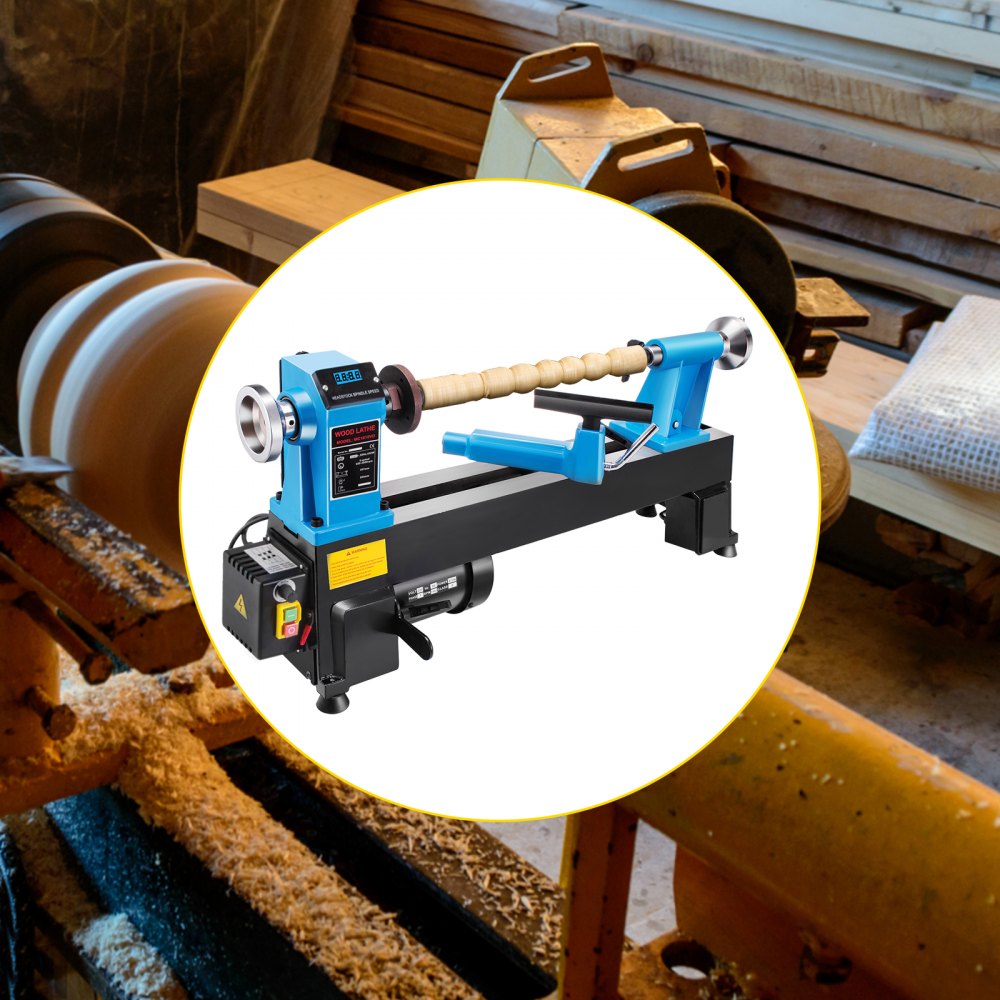 VEVOR Mini Tornio per Legno, 550 W 220 V MT2 Gamma di Velocità del Mandrino 500-3800 RPM Tornio per Legno da Banco per Eseguire Varie Operazioni Relative al Legno Come Taglio, Levigatura, Zigrinatura