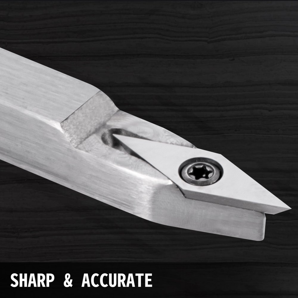 VEVOR Utensili per Tornitura in Legno per Metallo Duro, Utensili da Tornio in Legno per Metallo 4 Pezzi, Sgorbie per Legno per tagliare Scanalature a V, Creare Curve e Insenature e Tagliare Linee