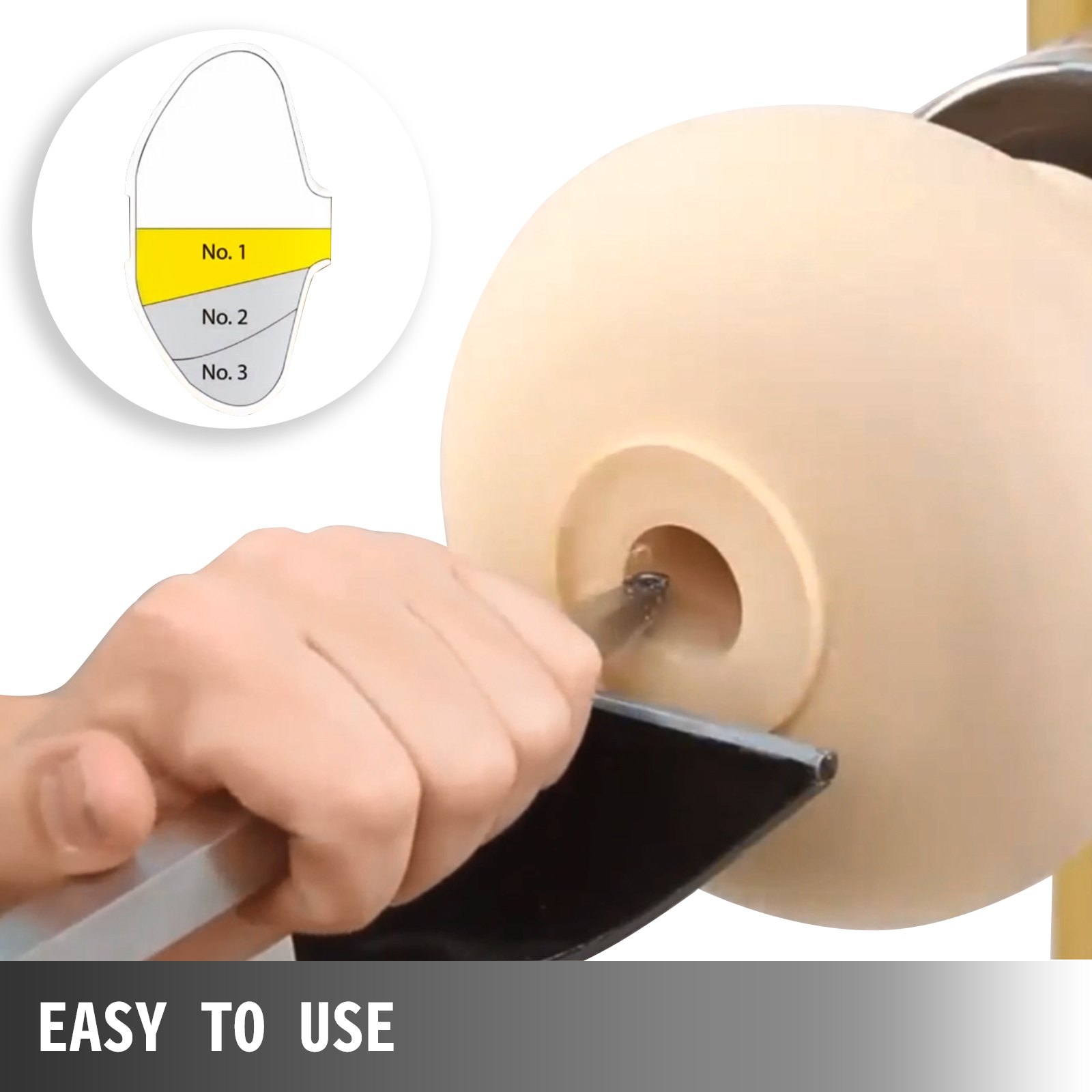 VEVOR Utensili per Tornitura in Legno per Metallo Duro, Utensili da Tornio in Legno per Metallo 4 Pezzi, Sgorbie per Legno per tagliare Scanalature a V, Creare Curve e Insenature e Tagliare Linee