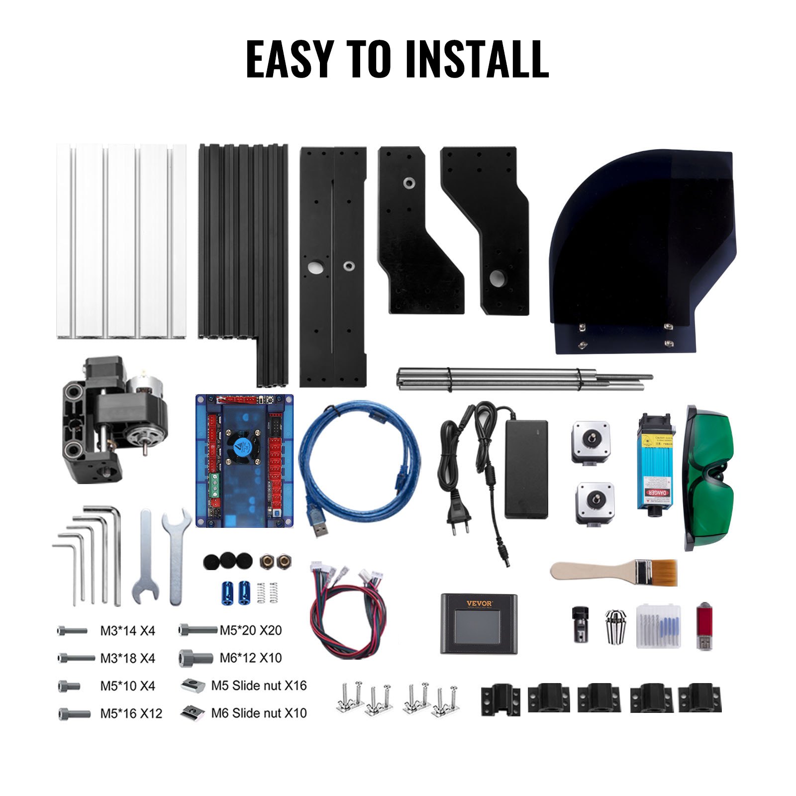 VEVOR Macchina per Incidere CNC Fresatrice 3018 Pro-M Router, 5,5 W 24 V 5 A Fresatura Macchina per Tutti I Tipi di Plastica, Alluminio Morbido, Legno, Acrilico, PVC e Molti Altri Materiali Morbidi.