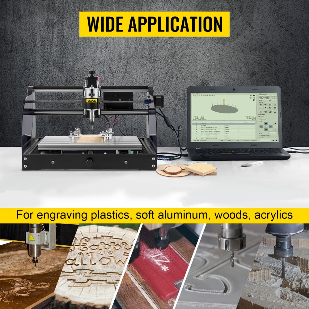 VEVOR Macchina per Incidere Cnc Fresatrice 3018 Pro-M Fresatrice 10000 giri/min 24 V Fresatura Macchina per Tutti I Tipi di Plastica Alluminio Legno Morbido