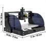 VEVOR Macchina per Incidere Cnc Fresatrice 3018 Pro-M Fresatrice 10000 giri/min 24 V Fresatura Macchina per Tutti I Tipi di Plastica Alluminio Legno Morbido