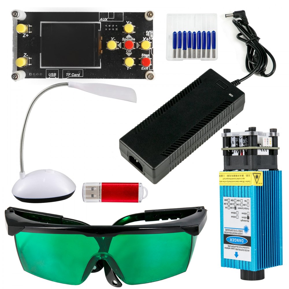 VEVOR Fresatrice Verticale Legno 3020 300x200x40mm, Incisore Macchina GRBL 5.5W,  Pro Macchina per Incidere 24V per Incidere Legno, Plastica, Acrilico, Bambù, Rame e Alluminio e Altri Metalli Teneri