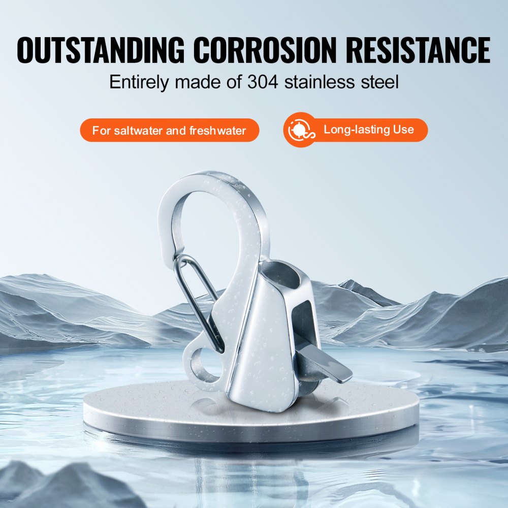 VEVOR Gancio per Ancora per Barche, Ancora Scorrevole in Acciaio Inox 304 Clip per Gancio per Ancora per Barche per Corda per Ancora da 9,5mm - 15,9mm, Facile da Usare, Contiene 1678kg