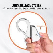 VEVOR Gancio per Ancora per Barche, Ancora Scorrevole in Acciaio Inox 304 Clip per Gancio per Ancora per Barche per Corda per Ancora da 9,5mm - 15,9mm, Facile da Usare, Contiene 1678kg