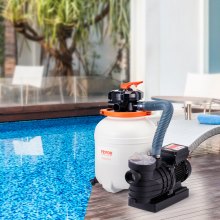 Vevor Pompa Filtro A Sabbia Per Piscine Fuori Terra, Serbatoio Filtro A Sabbia Da 12 Pollici, Portata 10000 L/h, Sistema Di Pompe Per Piscine Da 0,5 Cv E 285 W E Set Combinato Di Filtri Con Valvola Multiporta A 6 Vie E Cestello Filtrante, Per Piscine Domestiche E Commerciali