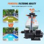 VEVOR Pompa Filtro a Sabbia per Piscine Fuori Terra, 18000 L/h, Kit Combo Pompa Filtrazione per Piscine, 400 mm, 850 W, con Valvola a 6 Vie, Cestello Filtrante, per Piscine Domestiche e Commerciali