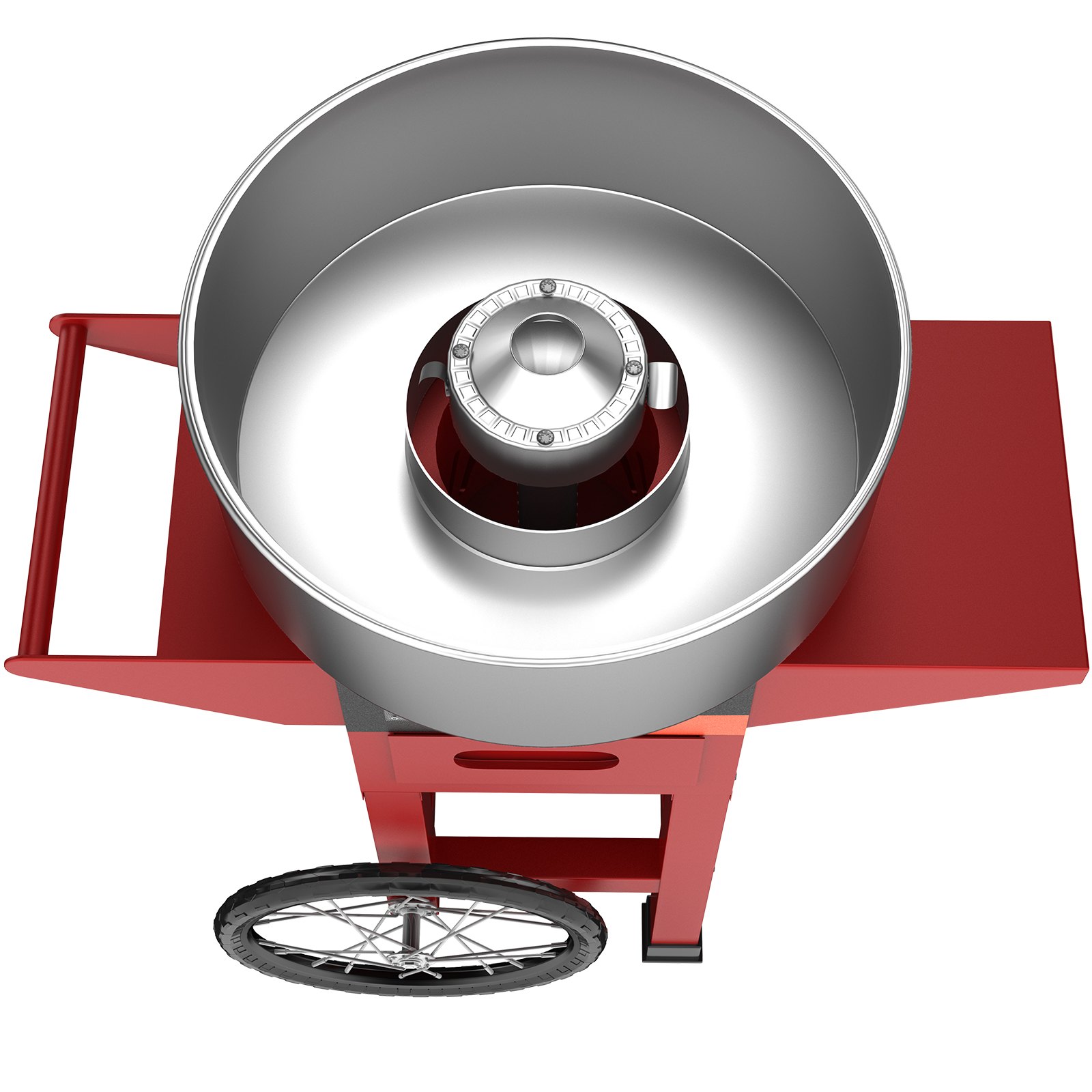 VEVOR Macchina Elettrica per Zucchero Filato Cotton Candy Maker con Carrello 1000W, Macchinetta per Zucchero Filato Rosso con Carrello Ciotola Diametro 50cm, Macchina Elettrica per Zucchero Filato