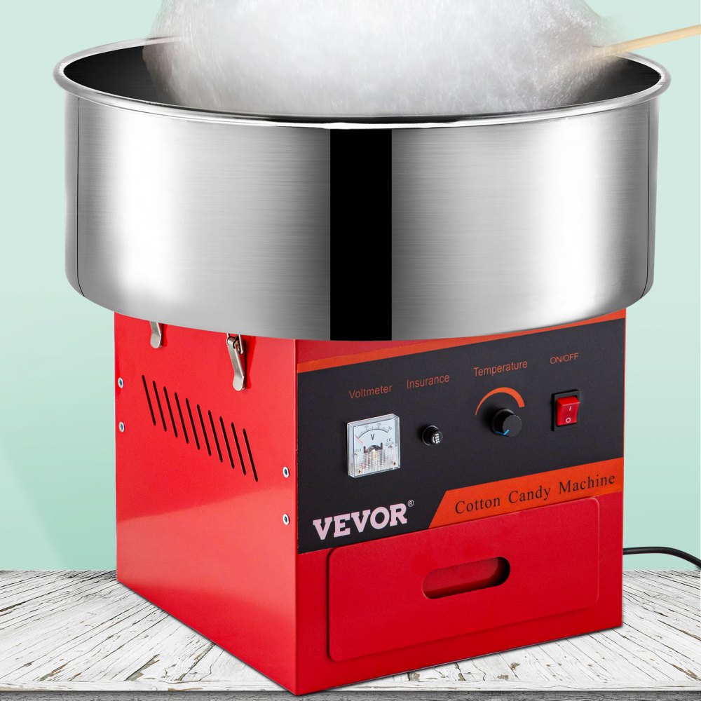 VEVOR Macchina Elettrica per Zucchero Filato Cotton Candy Maker da Banco 1000W, Macchinetta per Zucchero Filato in Rosso da Banco Ciotola Diametro 50cm, Macchina Elettrica per Zucchero Filato 13,5kg