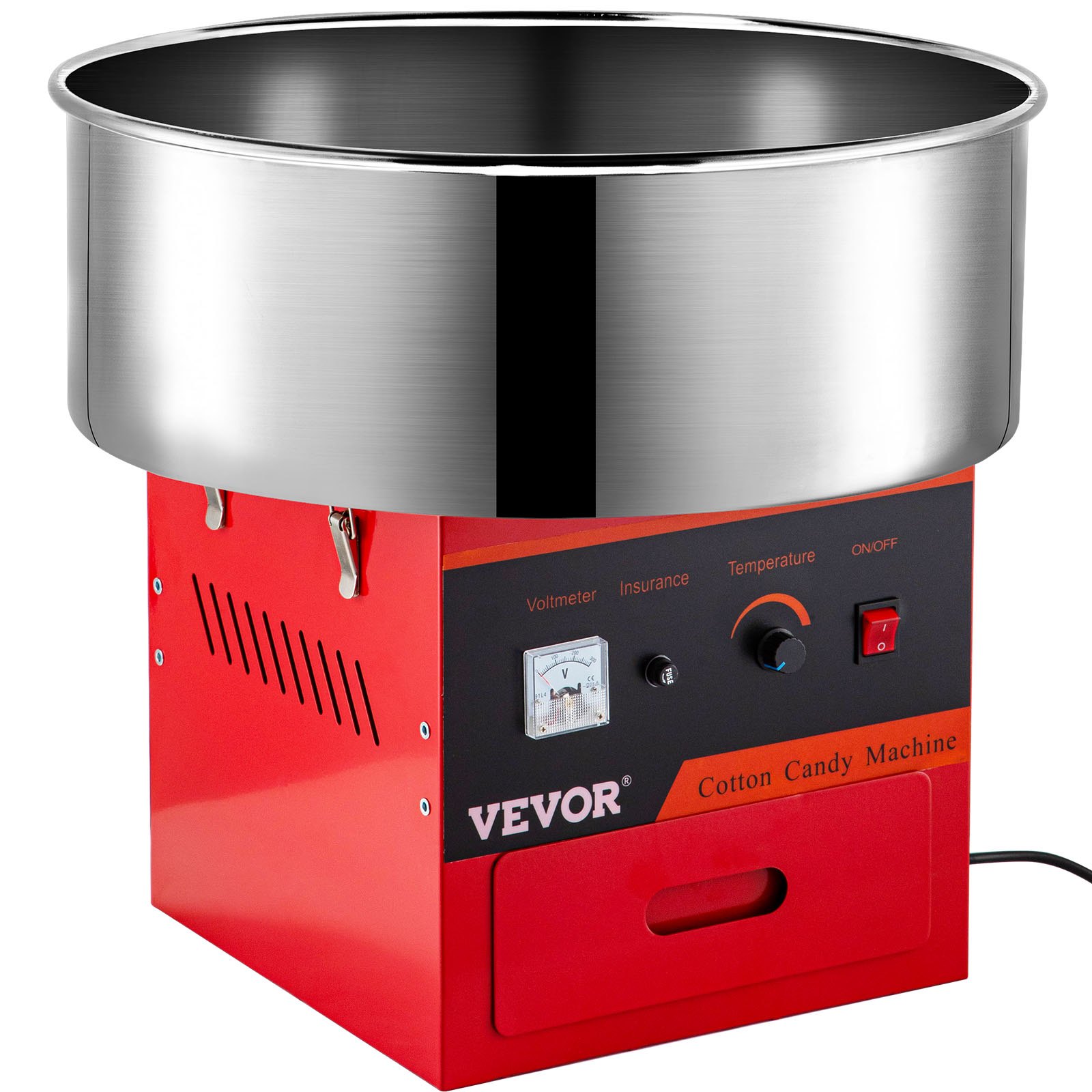 VEVOR Macchina Elettrica per Zucchero Filato Cotton Candy Maker da Banco 1000W, Macchinetta per Zucchero Filato in Rosso da Banco Ciotola Diametro 50cm, Macchina Elettrica per Zucchero Filato 13,5kg