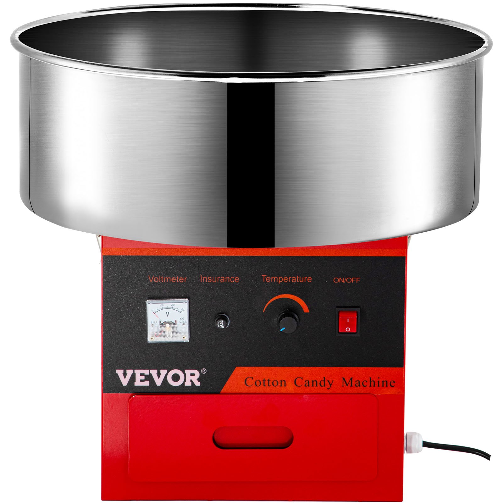 VEVOR Macchina Elettrica per Zucchero Filato Cotton Candy Maker da Banco 1000W, Macchinetta per Zucchero Filato in Rosso da Banco Ciotola Diametro 50cm, Macchina Elettrica per Zucchero Filato 13,5kg