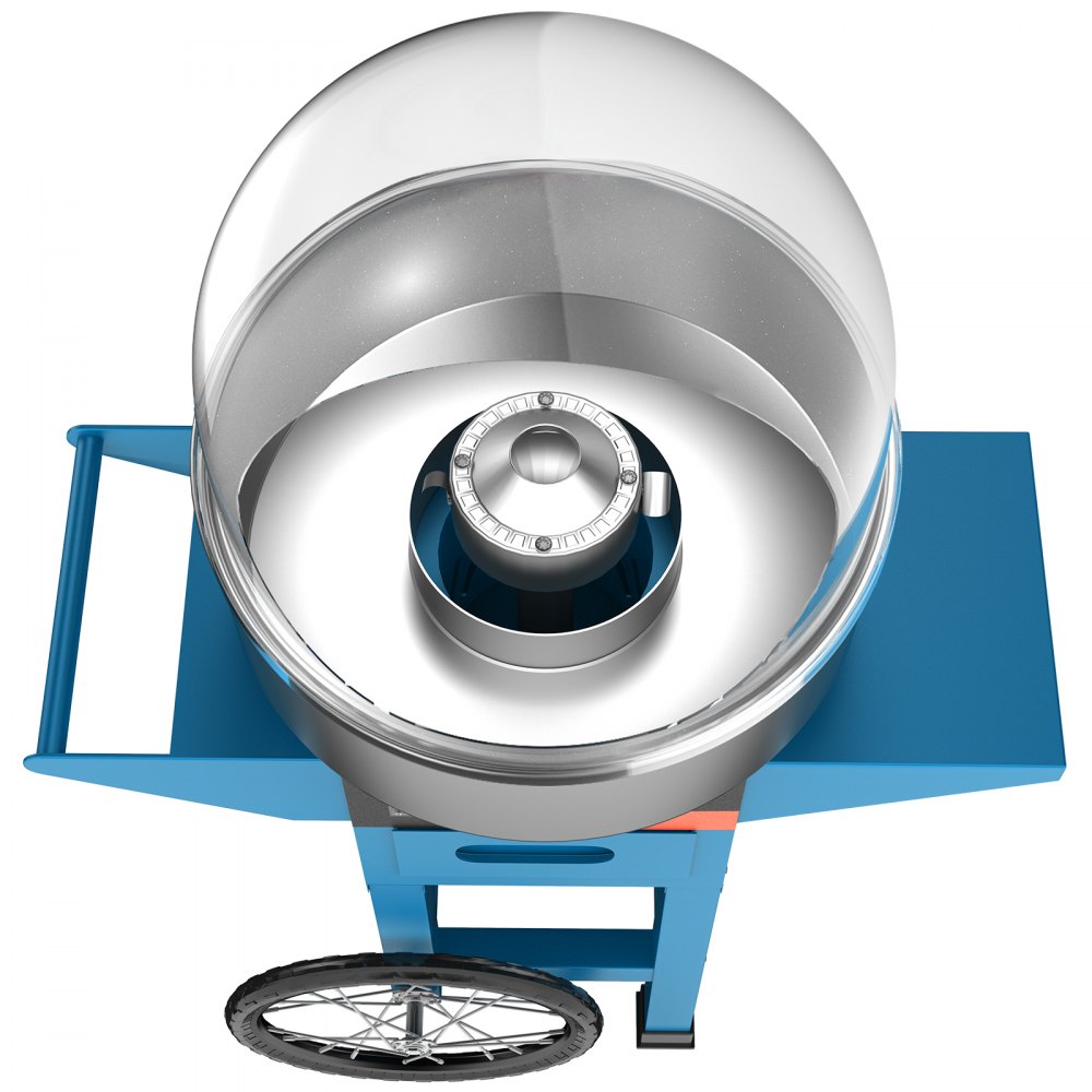 VEVOR Macchina con Coperchio e Carrello Blu per Produzione di Zucchero Filato, Macchina Elettrica di Colore Blu da Carrello con Coperchio Chiaro di Zucchero Filato, Kit per Produzione Zucchero Filato
