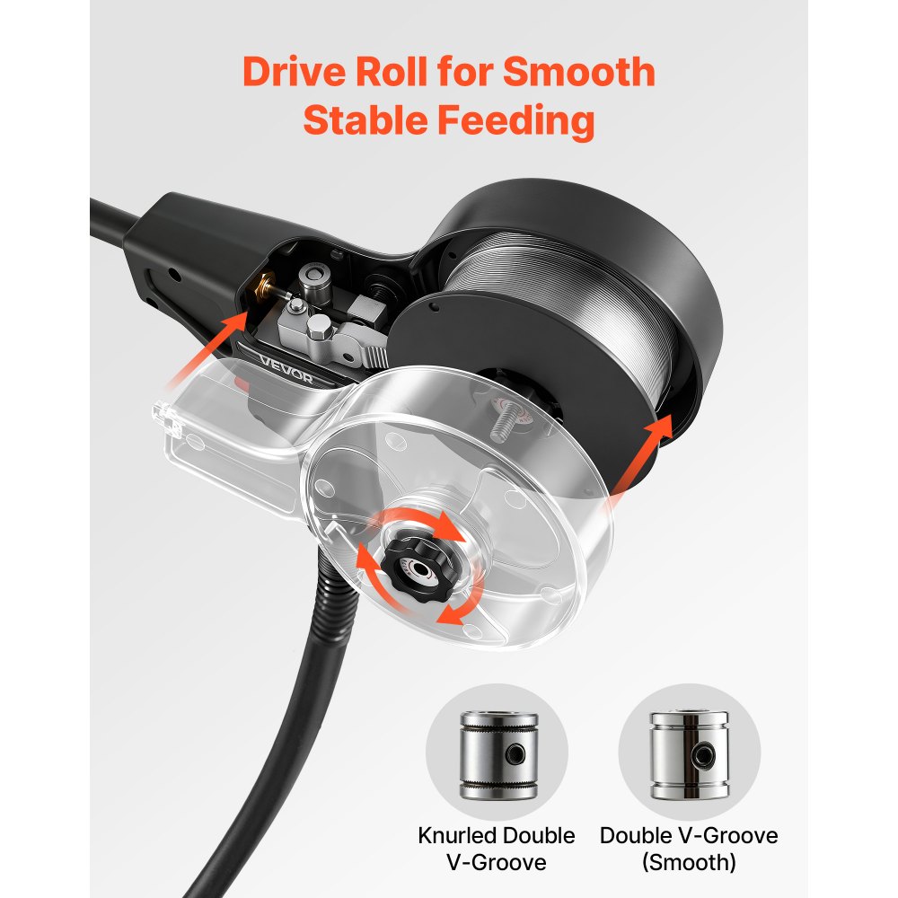 VEVOR Torcia MIG per Saldatura 130A con Cavo da 3 m, Pistola per Saldatura a Bobina con Lincoln Magnum 100SG (K2532-1), 11 Punte di Contatto di Ricambio, Filo in Alluminio Robusto e Valigetta Attrezzi