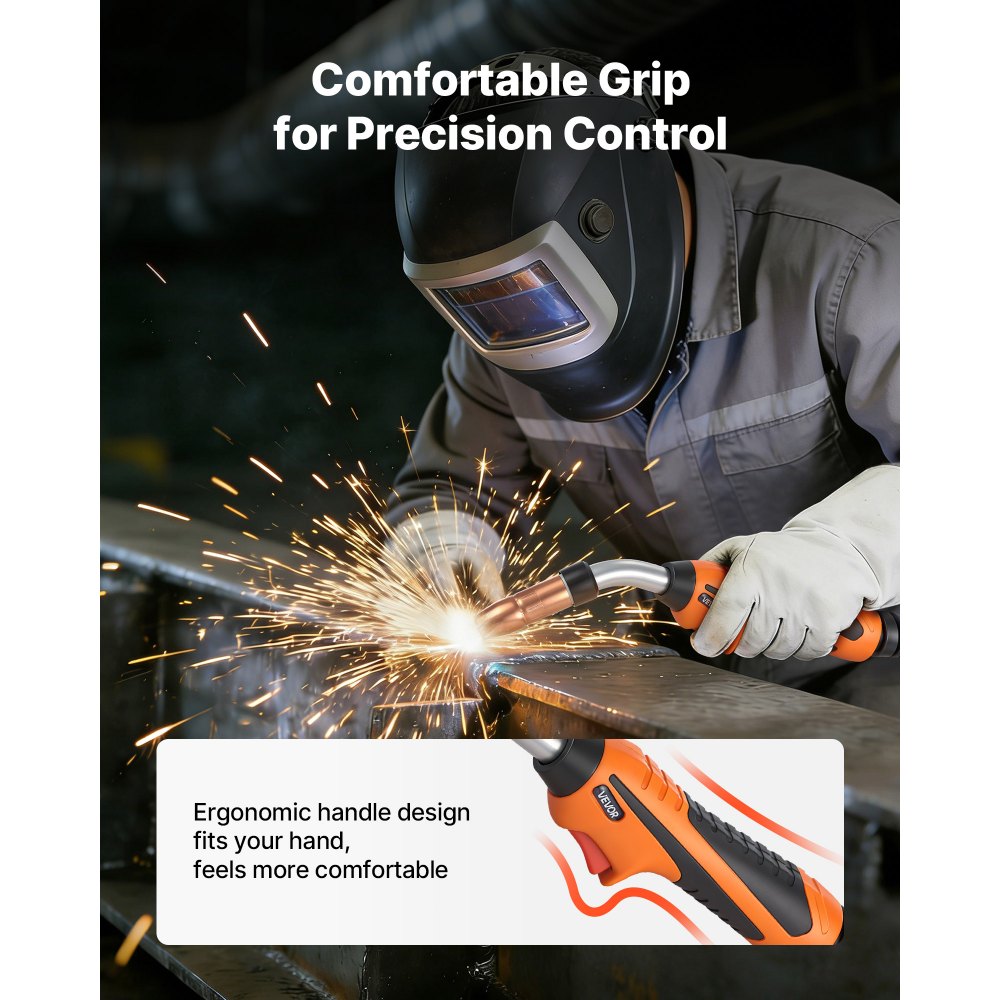 VEVOR Torcia MIG per Saldatura 250A con Cavo da 4,57 m, Pistola MIG per Saldatura a Bobina con Miller (MDX-250), 11 Punte di Contatto di Ricambio e Impugnatura Ergonomica, per Officina e Industria