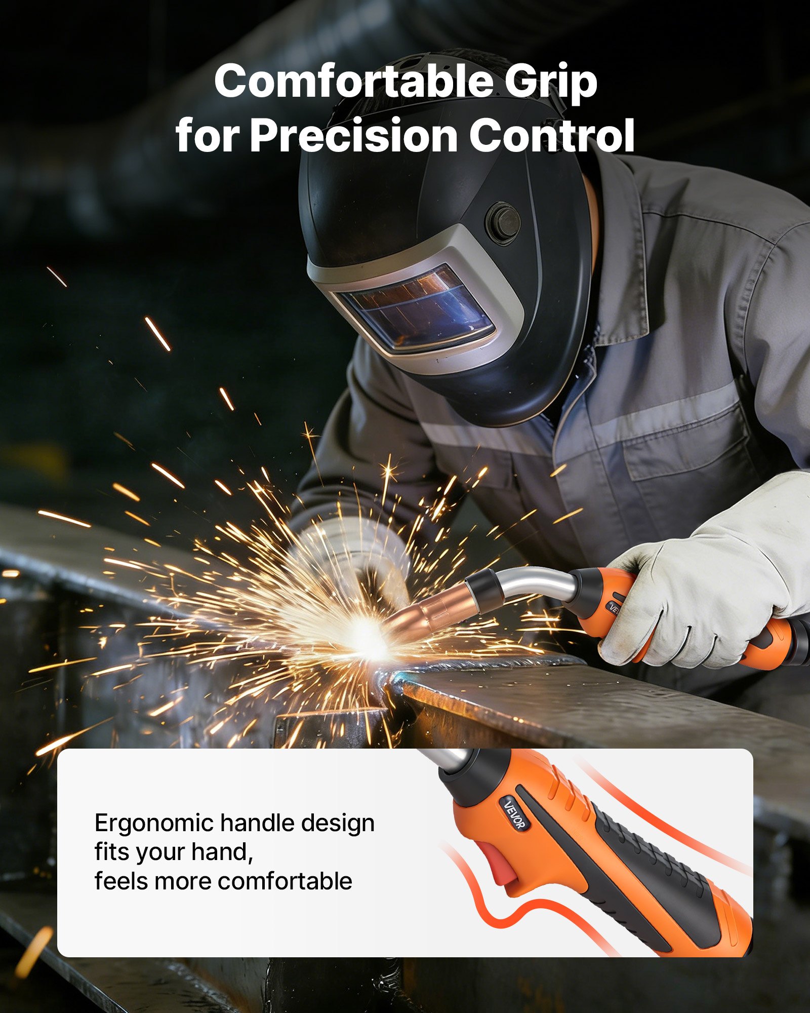 VEVOR Torcia MIG per Saldatura 250A con Cavo da 4,57 m, Pistola MIG per Saldatura a Bobina con Miller (MDX-250), 11 Punte di Contatto di Ricambio e Impugnatura Ergonomica, per Officina e Industria