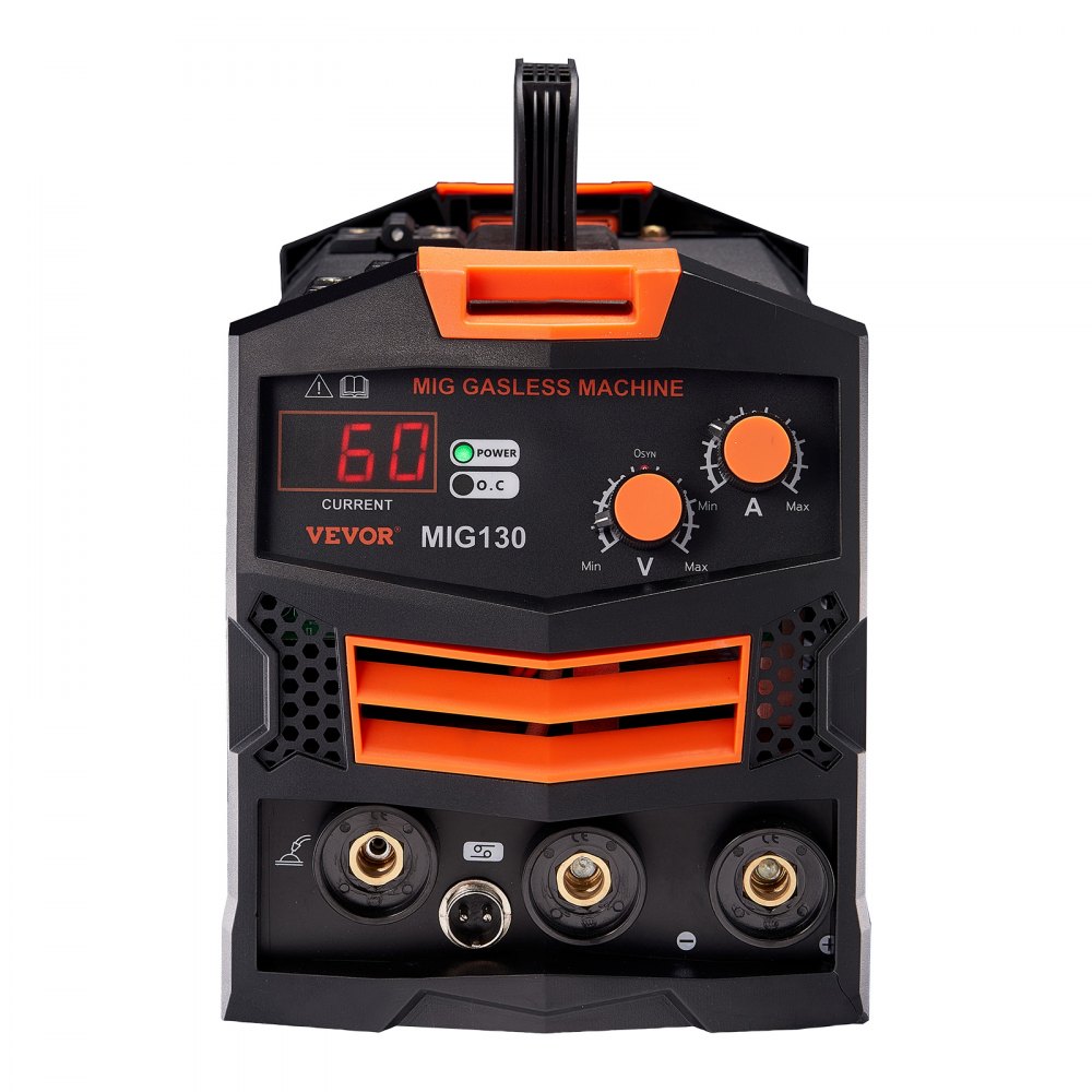 VEVOR Macchina Saldatrice MIG Corrente 130A, Saldatrice MIG Sinergica Filo Animato Senza Gas, Kit Saldatrice Portatile Saldatrice con Tecnologia Inverter IGBT, Macchina Saldatrice Schermo Digitale
