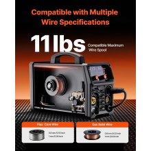 VEVOR Macchina Saldatrice MIG Corrente Uscita 200 A, Saldatrice MIG Sinergica Multiprocesso Portatile Saldatrice MIG Senza Gas Gas MMA Lift TIG 4 in 1 con Tecnologia Inverter IGBT, Schermo LCD