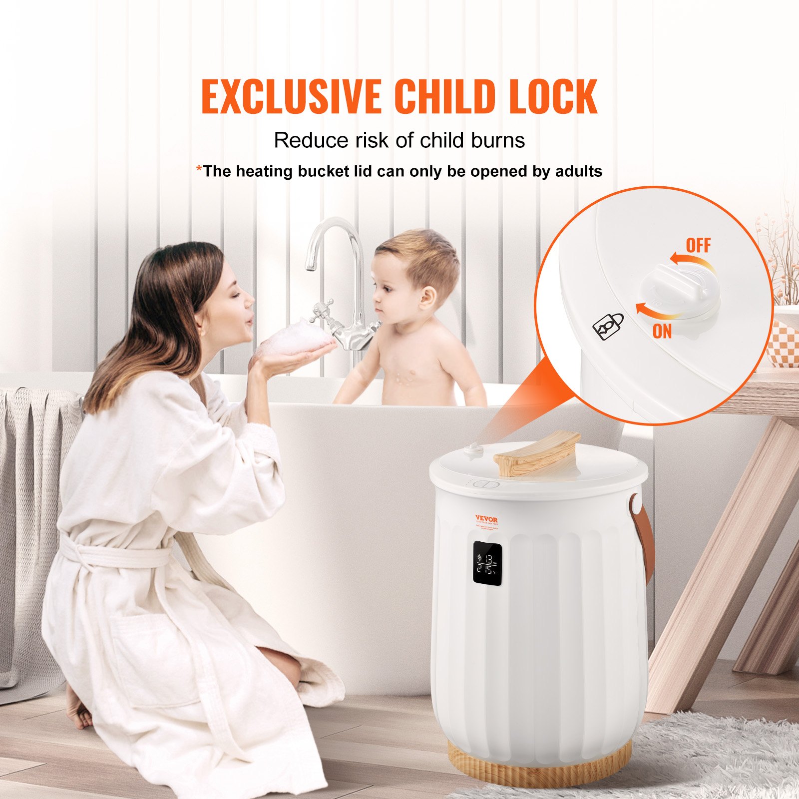 VEVOR Scaldasalviette Secchio Verticale 20 L per Bagno SPA Trattamento di Bellezza Spegnimento Automatico Blocco di Sicurezza per Bambini Tempo di Riscaldamento Regolabile, Riscaldatore Asciugamani
