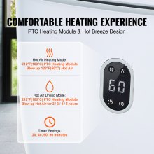 VEVOR 35 L Grande Scaldasalviette Secchio con Schermo LED, Funzione di Asciugatura, Timer Regolabile, Accappatoio, Coperta Pigiama, Spegnimento Automatico, Scaldasalviette Intelligente Bianco