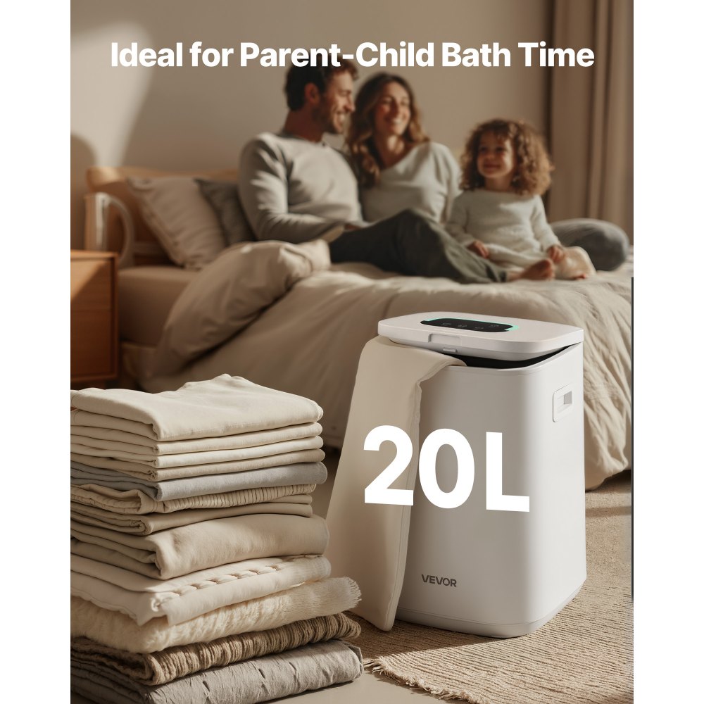 VEVOR Scaldasalviette Capienza 20 Litri con Schermo LED, Scaldacoperte per Bagno, 3 Livelli di Timer, Impostazione Temperatura, Blocco di Sicurezza, per SPA, Casa, Bianco