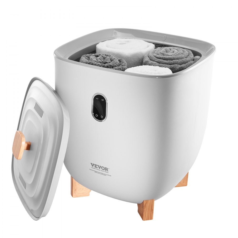 VEVOR Scaldasalviette Capienza 25 Litri con Schermo LED, Scaldacoperte per Bagno, 4 Livelli di Timer, Impostazione Temperatura, Blocco di Sicurezza, per SPA, Casa, Grigio