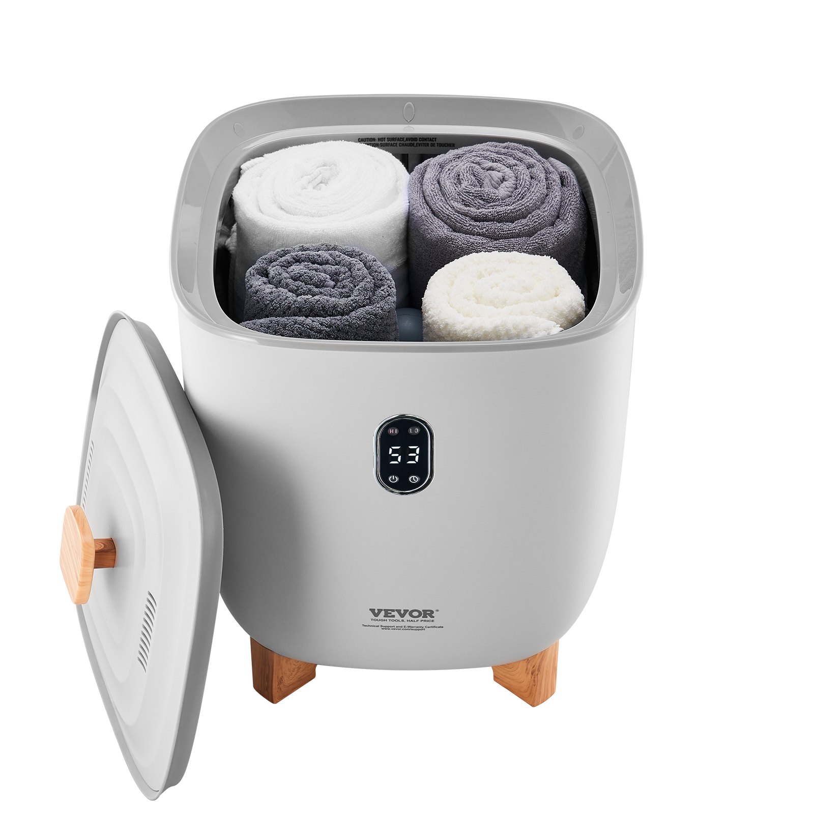 VEVOR Scaldasalviette Capienza 25 Litri con Schermo LED, Scaldacoperte per Bagno, 4 Livelli di Timer, Impostazione Temperatura, Blocco di Sicurezza, per SPA, Casa, Grigio