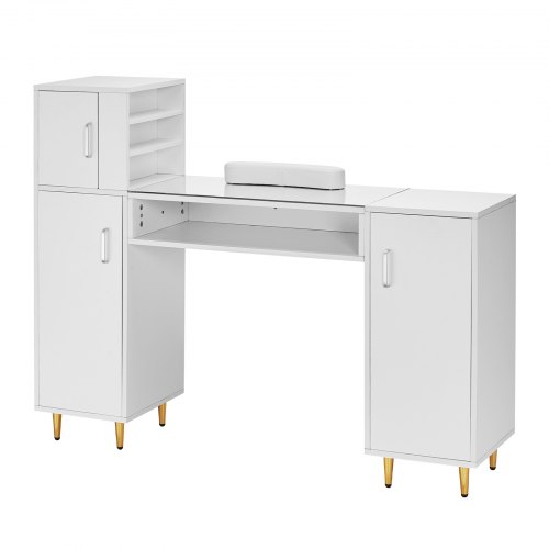 Scrivania Toletta MMcombo Con Piano Marmo E Gambe Oro - 45x114x78 Cm, Bianco-Oro - Foto 4