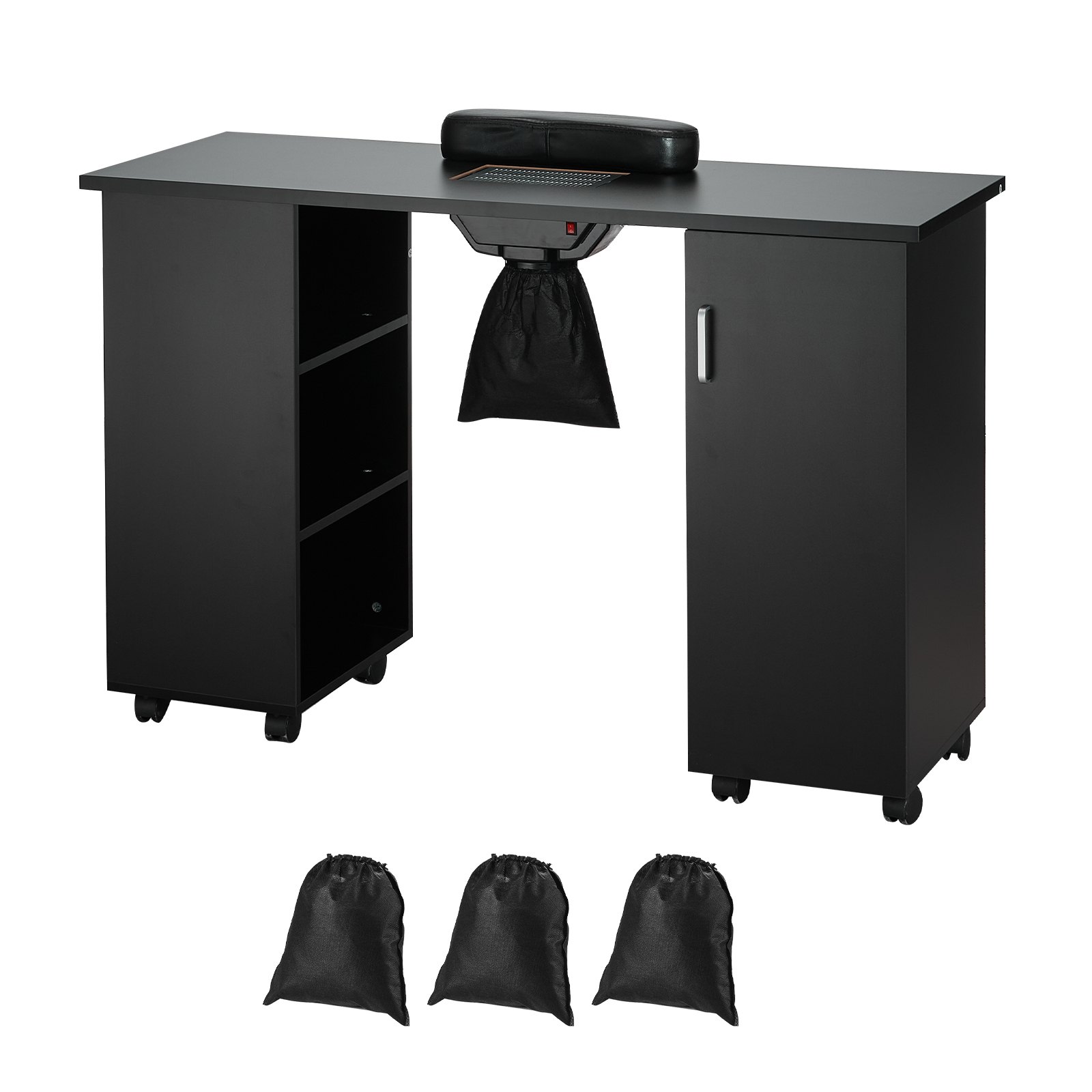 VEVOR Tavolo per manicure Stazione per unghie con aspiratore elettrico 3 sacchetti per la polvere