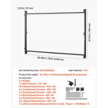 VEVOR Kit di Costruzione Cancello Regolabile Aperture Larghe da 1524 a 2438 mm