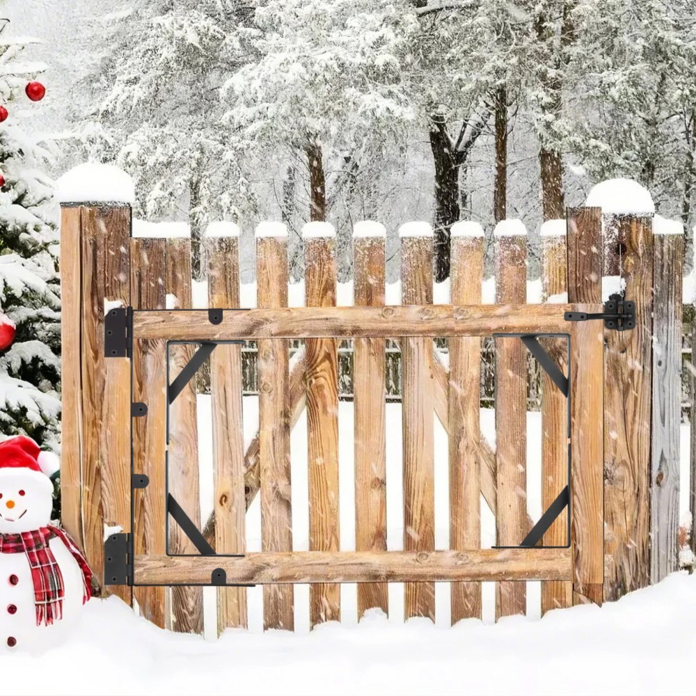 VEVOR Staffa di Rinforzo Angolare per Cancelli in Ferro, 1 Set, Kit di Ferramenta per Telaio Cancello Anti-Cedimento, Staffa di Rinforzo per Telaio Cancello con Serratura a Scatto, Viti, Nero