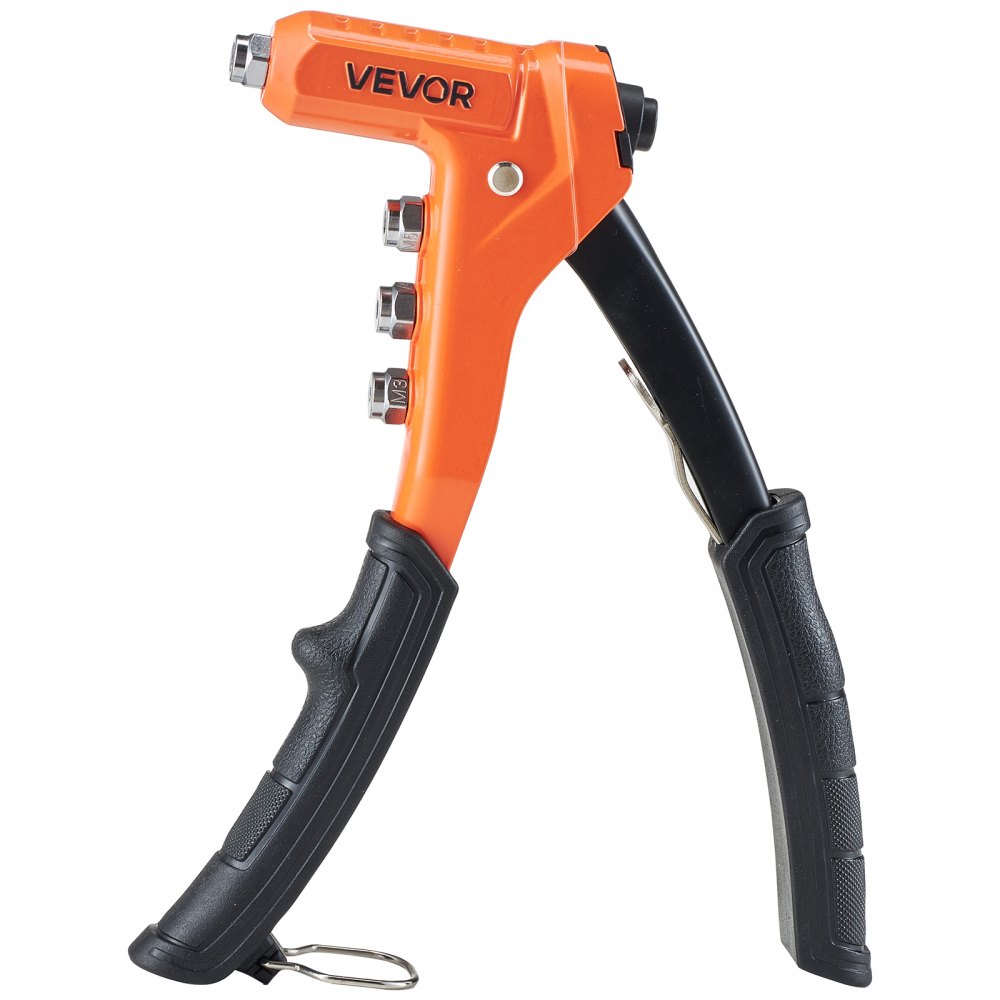 VEVOR Rivet Nut Tool Kit, 230 mm One-Handed Rivnut Tool Kit, with 8 Mandrels, a Step Drill Bit and 80 Nuts, Metric and SAE Size M3, M4, M5, M6, 6-32, 8-32, 10-24, 1/4-20 UNC, with a Carrying Case