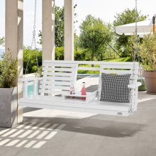 VEVOR Dondolo da Giardino in Legno per Cortile Carico max. 400kg Bianco 1523 mm