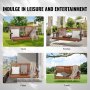 VEVOR Hollywood Swing, Cedar Wood, 1523x710x600mm, Patio Swing for Yard and Garden, Improved Load Capacity of approx. 400 kg, Robust Rocking Chair Bench with Suspension Chains for Outdoor Use, Brown