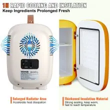 VEVOR Mini Frigorifero Portatile Bianco Capienza Max 4L Funzione Raffreddamento/Riscaldamento Intervallo Temperatura 18°C/50°C piccolo frigorifero