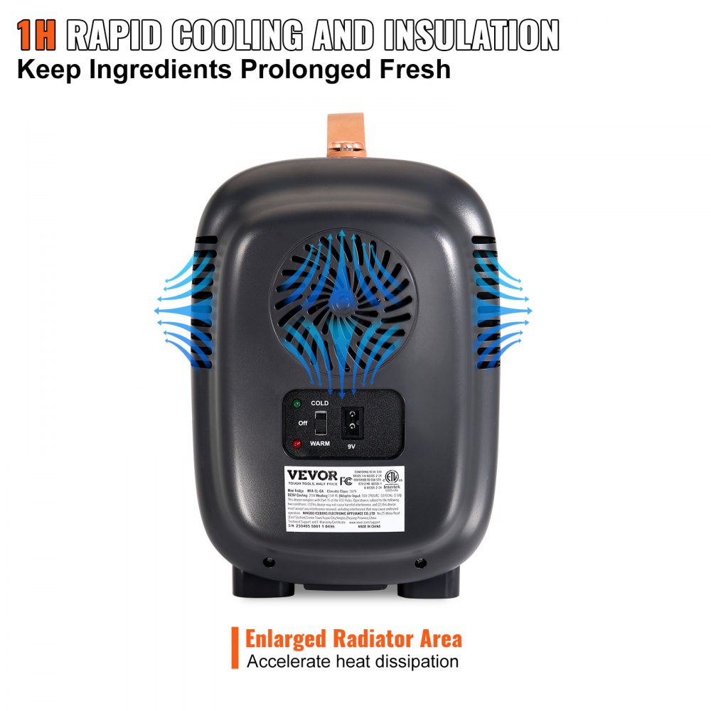 VEVOR piccolo Frigorifero Portatile Nero Max 4L Funzione Raffreddamento/Riscaldamento Intervallo Temperatura 18°C/50°C Mini Frigo Portatile per