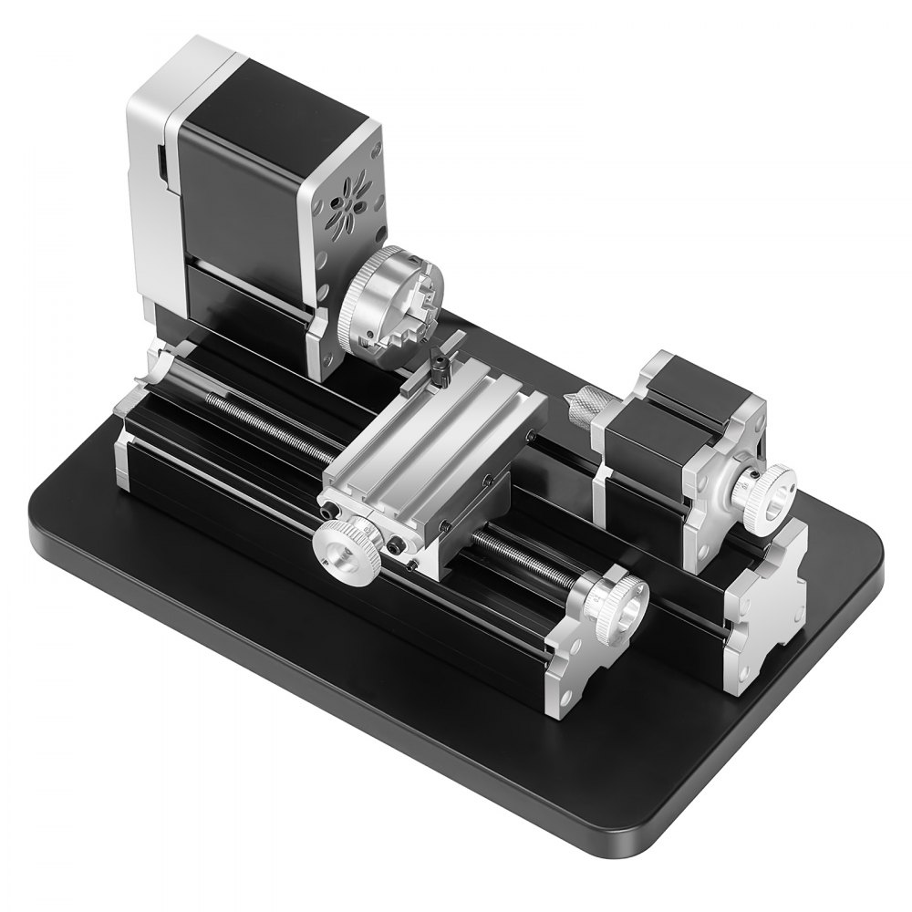 VEVOR Mini Tornio per Metalli Didattico, Potenza 36W, Velocità 20000 Giri al Minuto, con Mandrino 3 Griffe, Volantino in Lega di Alluminio, per Elaborare Metalli Morbidi Legno Plastici 70 x 130 mm