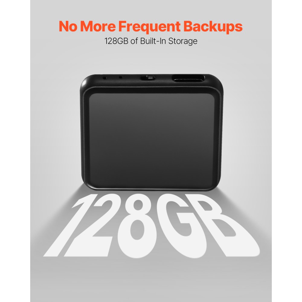 VEVOR Registratore Vocale Magnetico Attivato 128 GB Registratore Vocale Digitale con Riproduzione, 8730 Ore di Archiviazione di Registrazione, 100 Ore di Durata della Batteria, per Lezioni, Riunioni