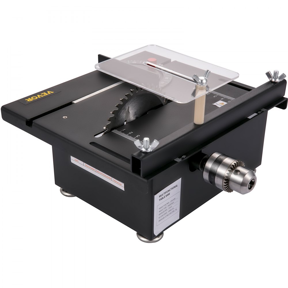 VEVOR Mini Sega da Tavolo Multifunzionale, 96 W 4,2 kg Velocità 10000 giri/min Seghe da Banco Elettriche Sollevabili Portatili di Precisione per Materiali in Metallo Tenero, Legno Duro e Plastica