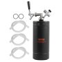VEVOR Mini Spillatore di Birra Portatile Capacità 4L con Rubinetto, Mini Fusto Nero per Birra Artigianale Portatile Pressione Regolabile 0~30PSI da Campeggio Festa Evento Carnevale, Spillatore Birra