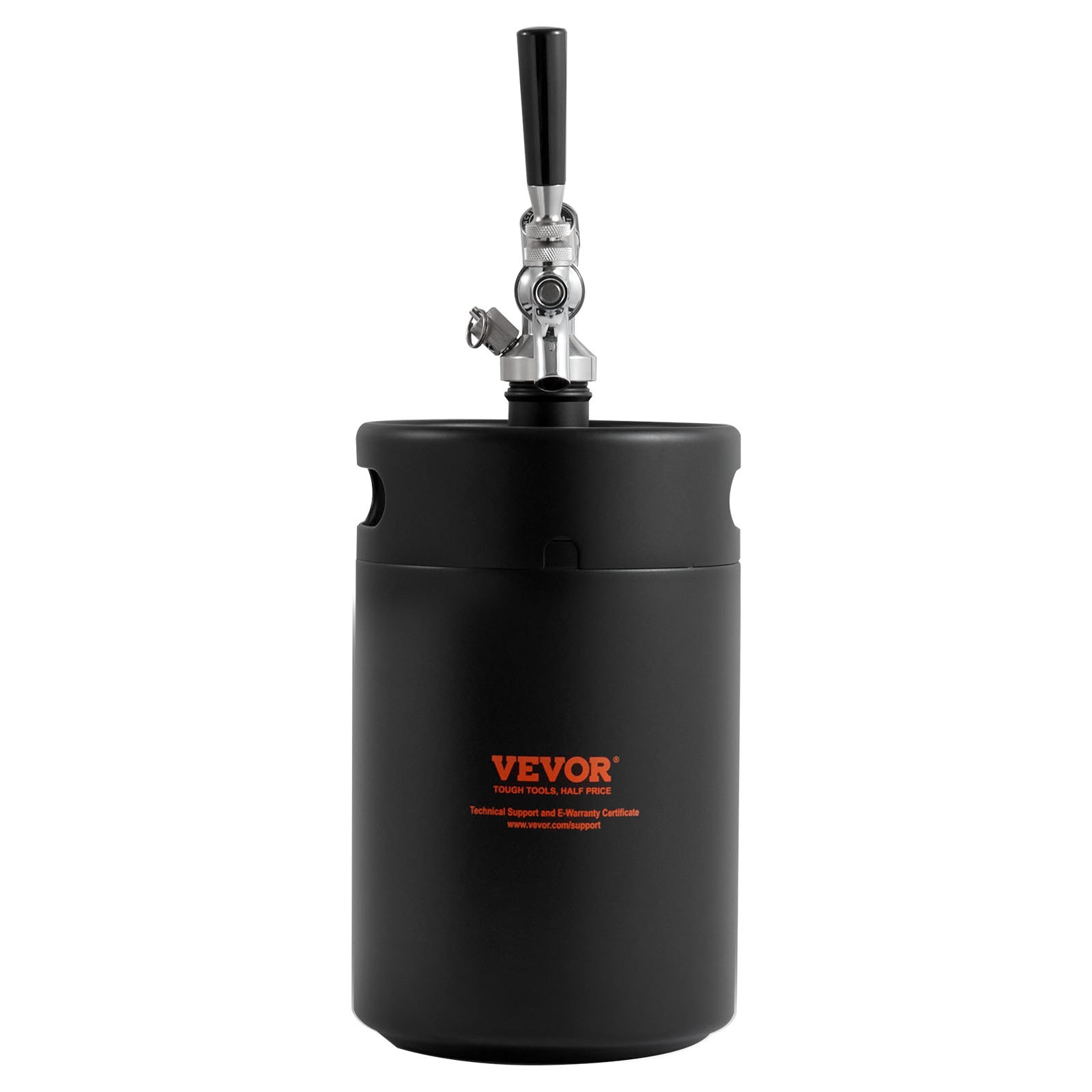 VEVOR Mini Spillatore di Birra Portatile Capacità 5L con Rubinetto, Mini Fusto Nero per Birra Artigianale Portatile Pressione Regolabile 0~30PSI da Campeggio Festa Evento Carnevale, Spillatore Birra