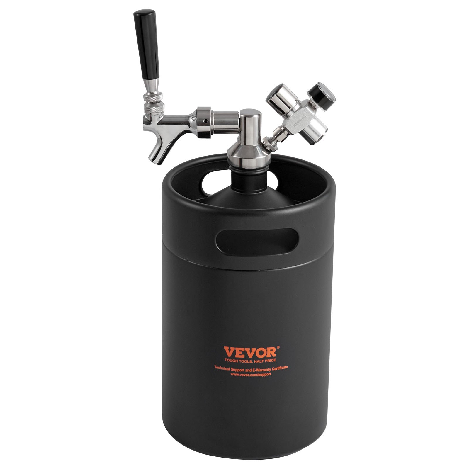 VEVOR Mini Spillatore di Birra Portatile Capacità 5L con Rubinetto, Mini Fusto Nero per Birra Artigianale Portatile Pressione Regolabile 0~30PSI da Campeggio Festa Evento Carnevale, Spillatore Birra