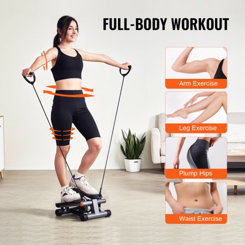 Mini Stepper Per Allenamento Domestico Con Fasce Di Resistenza E Display LED, Pedale Regolabile, Capacità 150 Kg, Attrezzo Fitness Compatto Per Gambe E Glutei, Preassemblato - 3