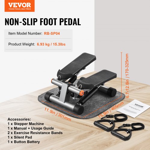 Mini Stepper Per Allenamento Domestico Con Fasce Di Resistenza E Display LED, Pedale Regolabile, Capacità 150 Kg, Attrezzo Fitness Compatto Per Gambe E Glutei, Preassemblato - 2