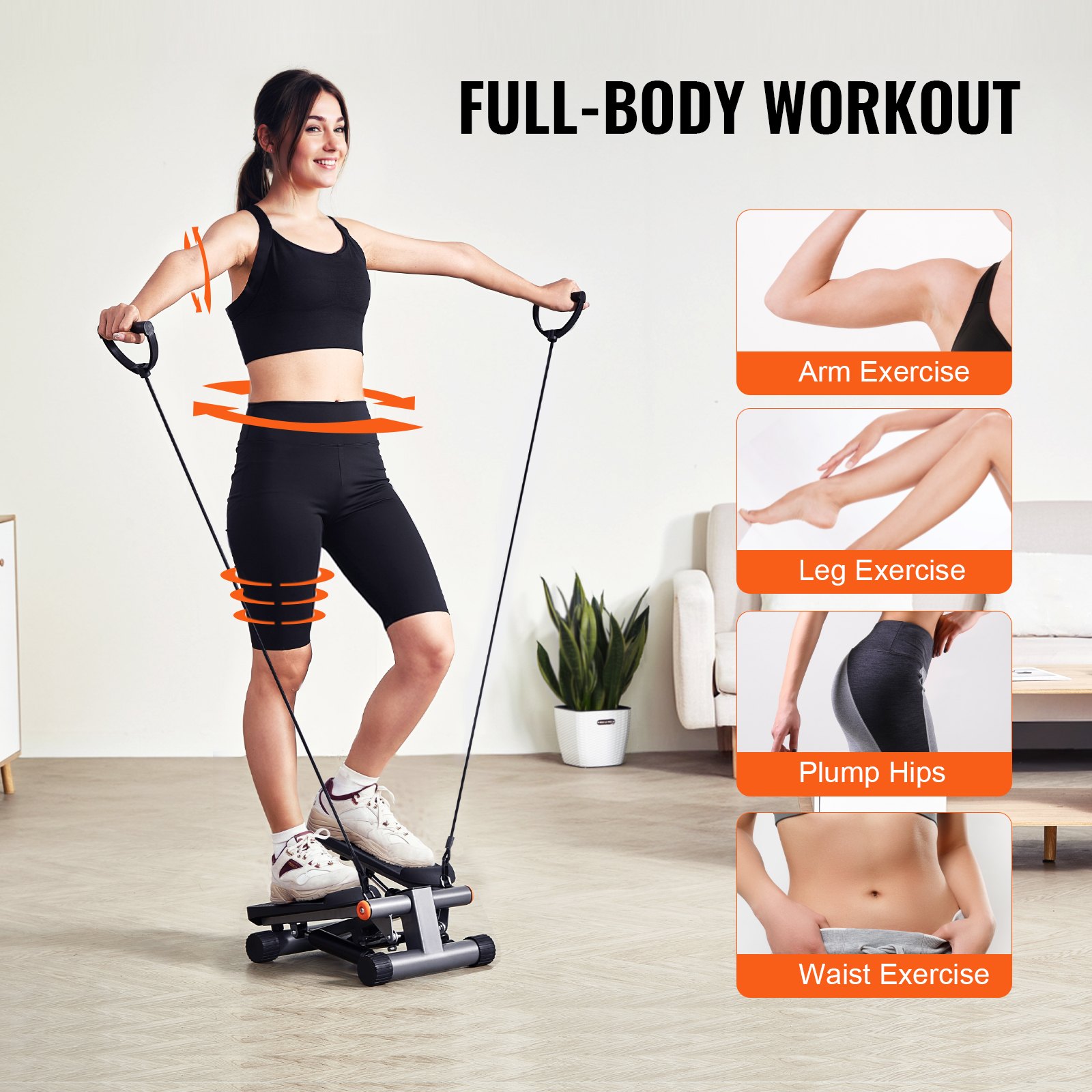 VEVOR Stepper, Mini Stepper per Esercizi a Casa, Capacità Carico 150 kg, Stepper Idraulico Fitness Twist con Fasce di Resistenza, Attrezzatura Cardio per Allenamento Corpo, Saliscale con Monitor LCD