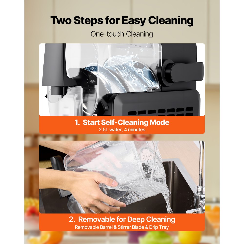 VEVOR Macchina per Granita da 2,6 L, Macchina per Bevande Ghiacciate Fredde con 5 Programmi Preimpostati, Funzinoe Autopulizia, Ghiacciate, Frappé, Milkshake, Cocktail