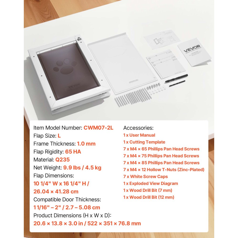 VEVOR Gattaiola per Animali Domestici Cani e Gatti Sportello Doppio Battente, Portina per Animali Telaio in Metallo Pannello di Chiusura Isolato, Gattaiola Uscita Entrata per Cani Taglia L