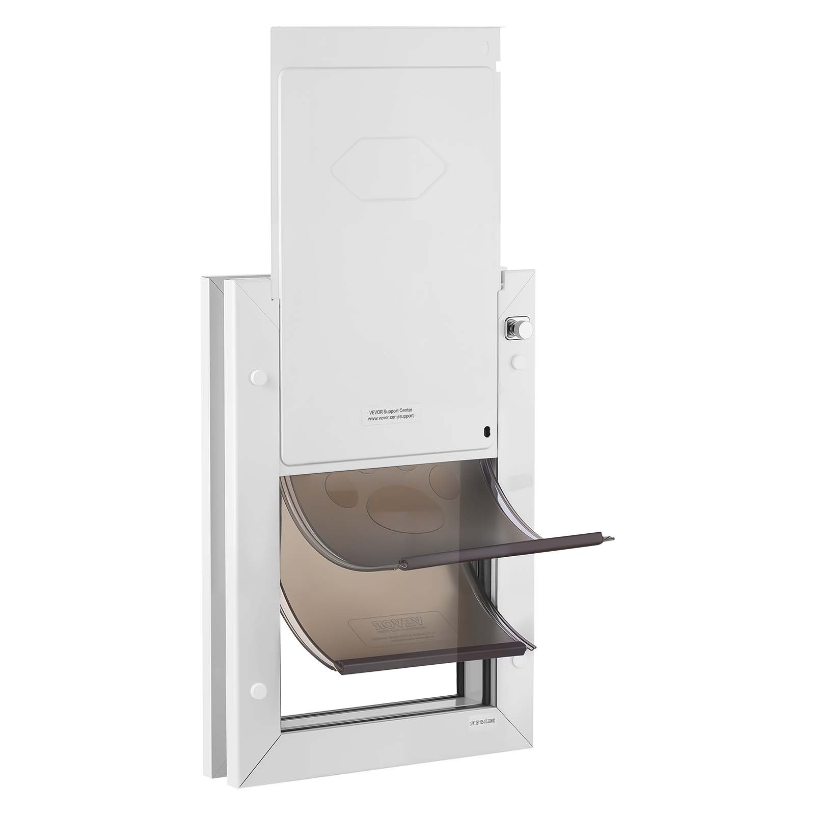 VEVOR Pet Door, Medium, with Double Magnetic Flaps and Metal Frame, Strong and Weatherproof Dog Door for Interior and Exterior Doors, Easy to Install, Easy In-and-Out Access for Doggies, White